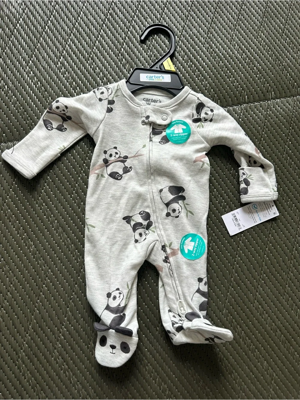 Carters Child Of Mine Preemie Footed Sleeper Panda 2 Way Zipper